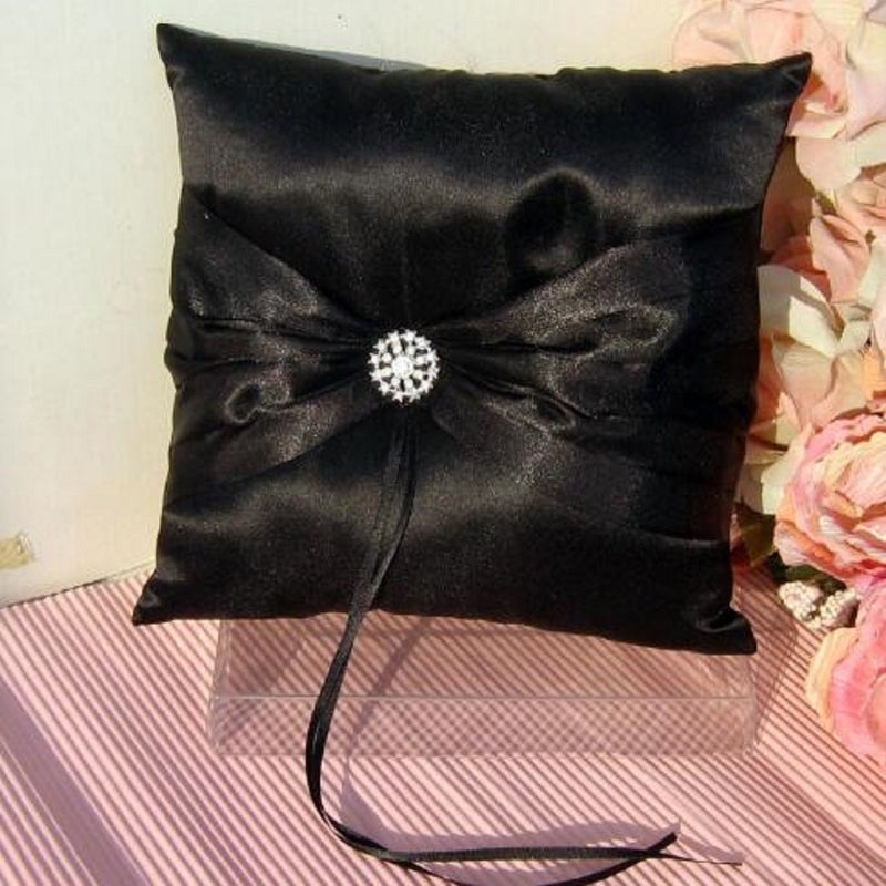 EBTOYS Wedding Ring Pillow Wedding Ring Cushion Ring Bearer Pillowï¼ŒBlackï¼Œ7.8 * 7.8 inch - Image 2